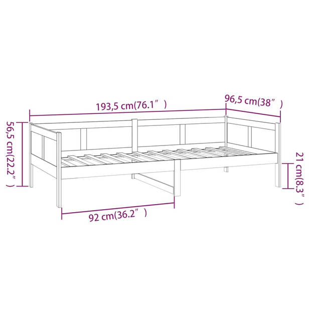 vidaXL Slaapbank massief grenenhout grijs 90x190 cm