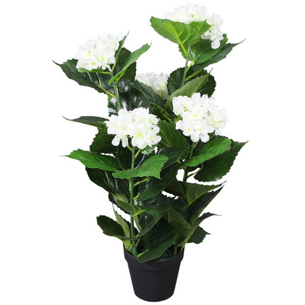 The Living Store Hortensia Kunstplant - 60cm - 51 bladeren - 5 bloemen