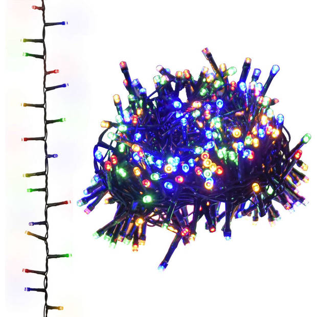 The Living Store LED lichtsnoer - Kerstverlichting - 10m - Meerkleurig - 1.000 LEDs