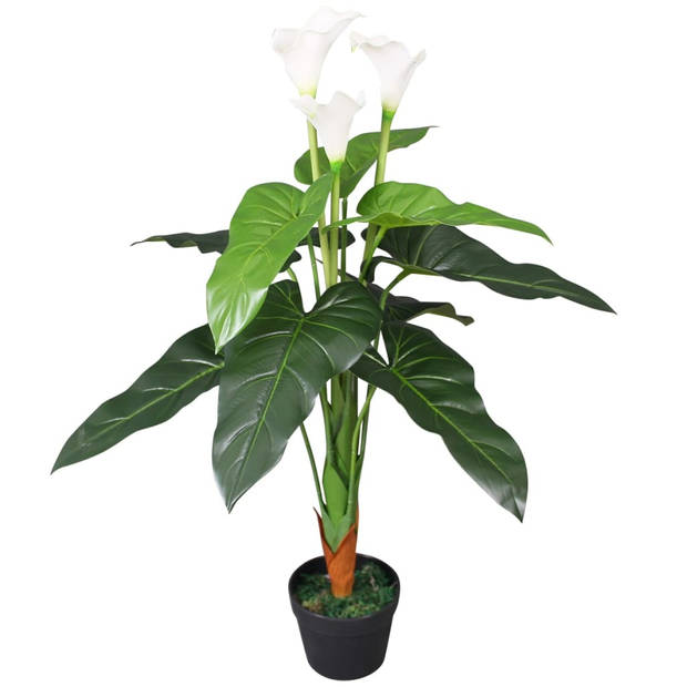 The Living Store Calla Lelie Kunstplant - 85 cm - Realistische details - Duurzaam - Inclusief pot