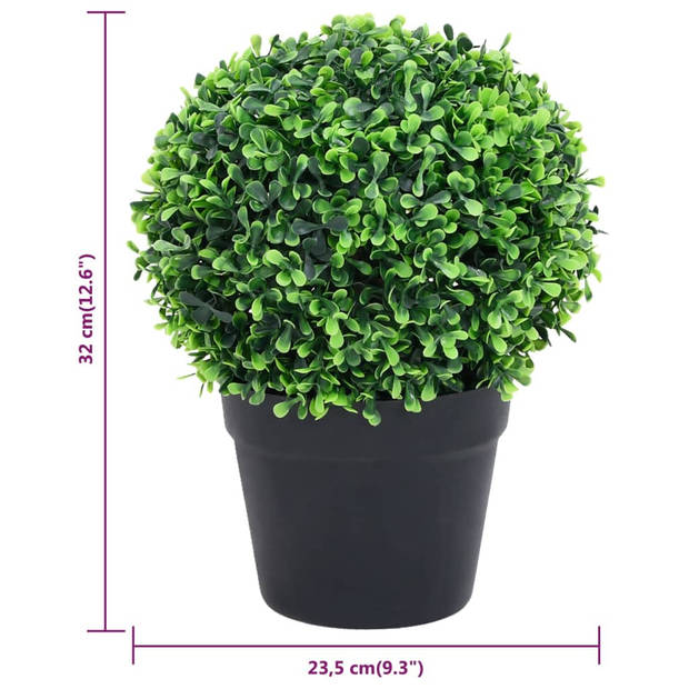 vidaXL Kunstplanten met pot 2 st buxus bolvorming 32 cm groen