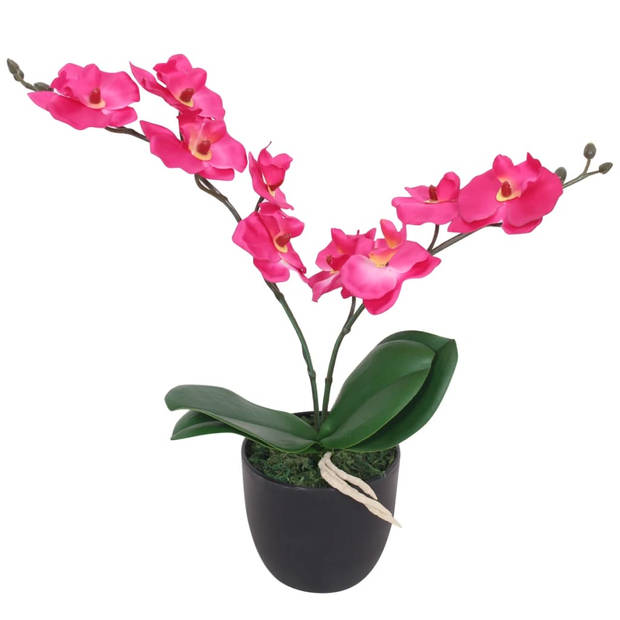 The Living Store Orchidee Kunstplant - Rood - 30cm - Levensecht en Duurzaam