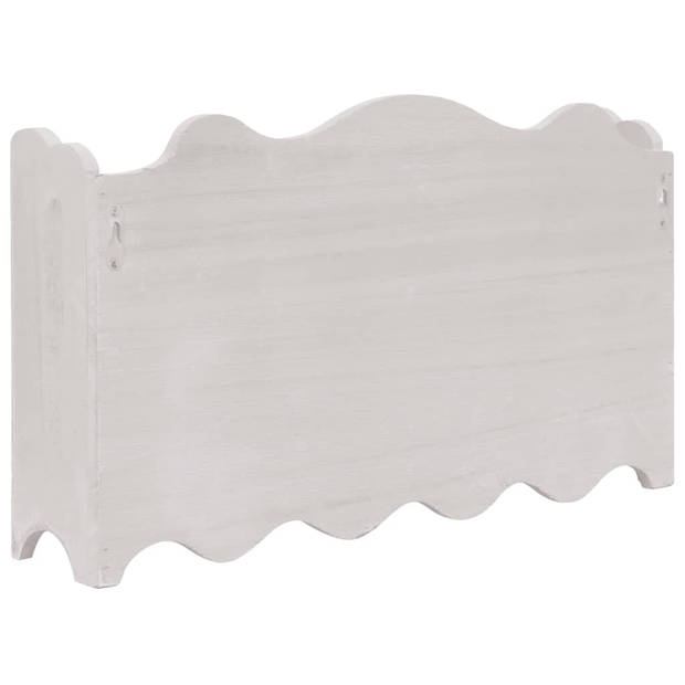 The Living Store Wandkapstok 2 planken 4 haken - 50x10x30 cm - wit hout