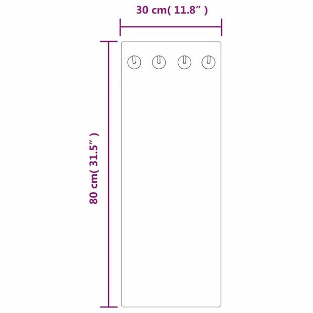 The Living Store Wandkapstok Metaal en Gehard Glas - 80 x 30 cm - Stenen muur design