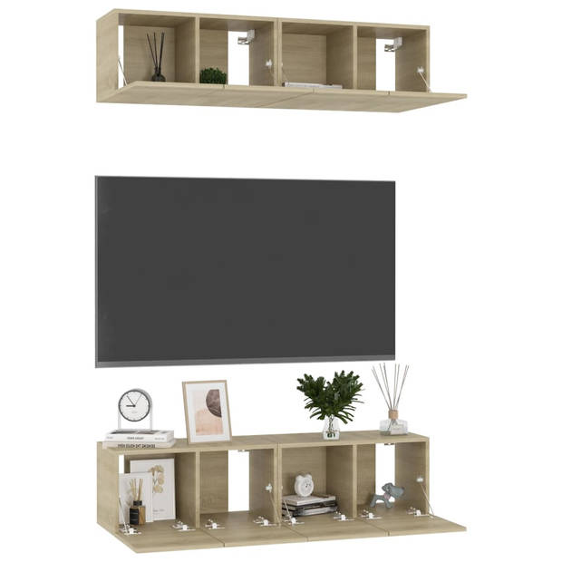 The Living Store Televisiekast Trendy - 60 x 30 x 30 cm - Sonoma Eiken - Spaanplaat