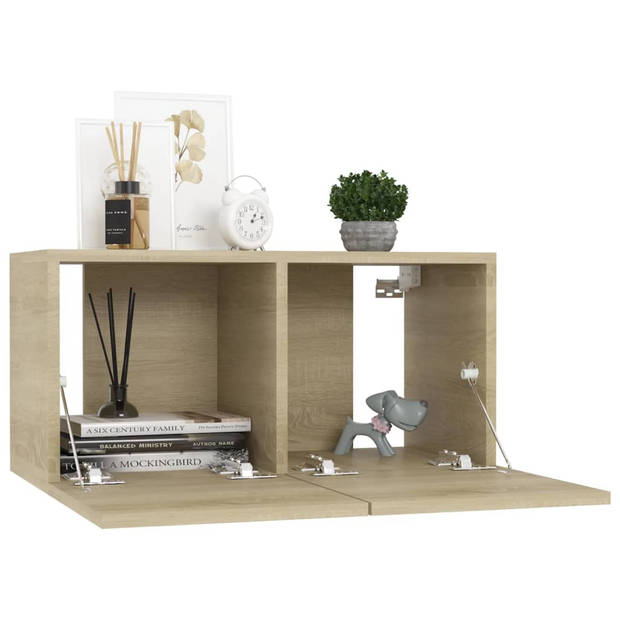 The Living Store Televisiekast Trendy - 60 x 30 x 30 cm - Sonoma Eiken - Spaanplaat