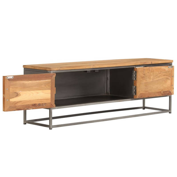 The Living Store Tv-kast Rustieke Charme - 120 x 30 x 40 cm - Gerecycled Teakhout en Stalen Frame