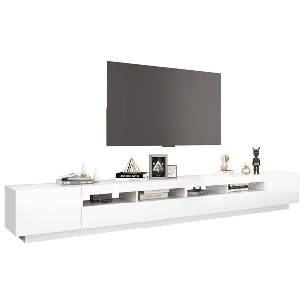 The Living Store TV meubel Hoogglans wit LED RGB verlichting - 300 x 35 x 40 cm - USB aansluiting