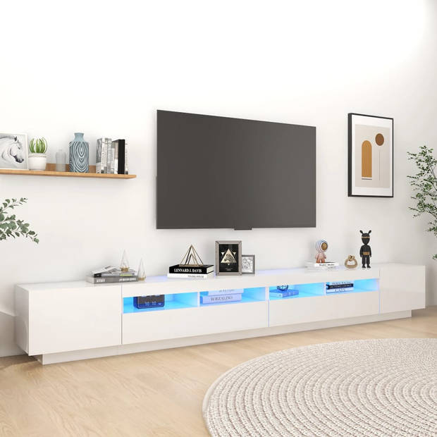 The Living Store TV meubel Hoogglans wit LED RGB verlichting - 300 x 35 x 40 cm - USB aansluiting