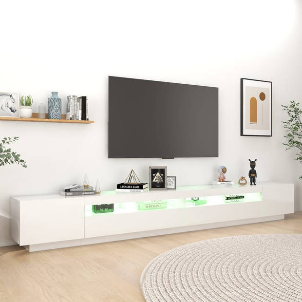 The Living Store TV meubel Hoogglans wit LED RGB verlichting - 300 x 35 x 40 cm - USB aansluiting