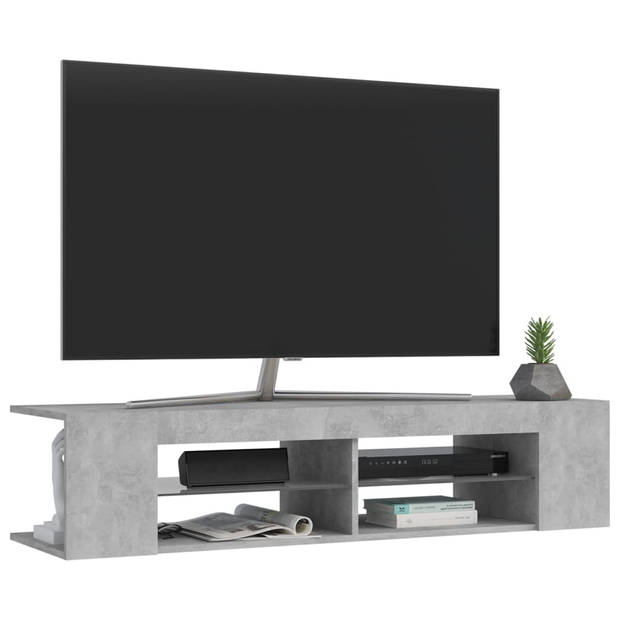 The Living Store TV-meubel Betongrijs 135x39x30 cm - LED verlichting