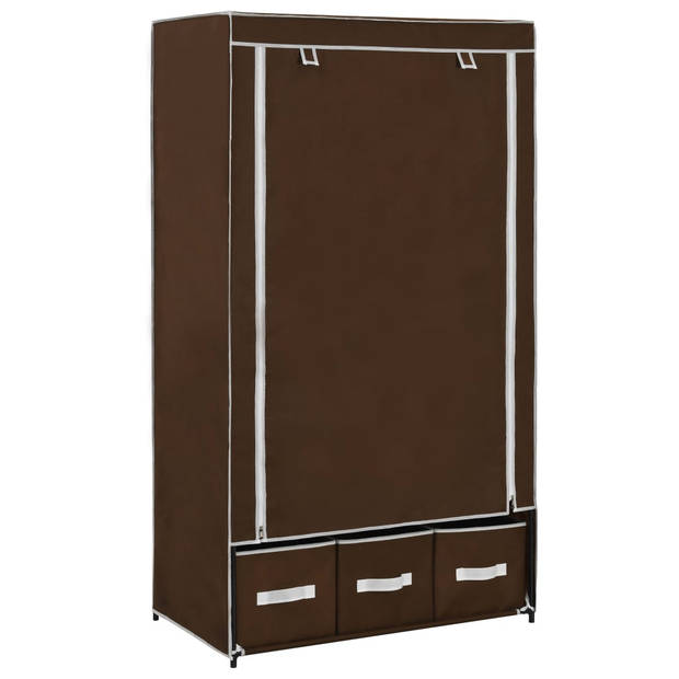 The Living Store Opvouwbare Kledingkast - Bruin - 87 x 49 x 159 cm - Met 3 lades