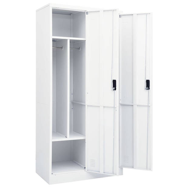 The Living Store Garderobekast Staal - 80 x 50 x 180 cm - Wit