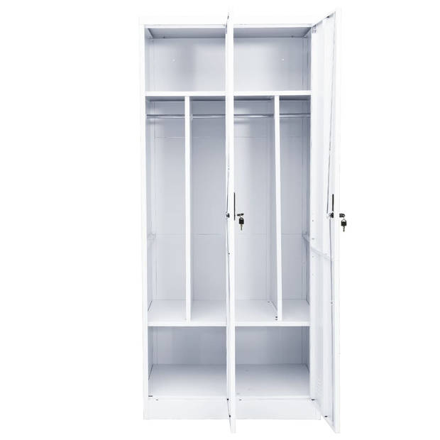 The Living Store Garderobekast Staal - 80 x 50 x 180 cm - Wit