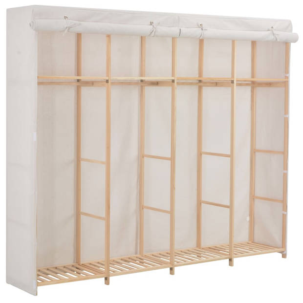 The Living Store Kledingordener stoffen kledingkast - 200 x 40 x 170 cm - wit