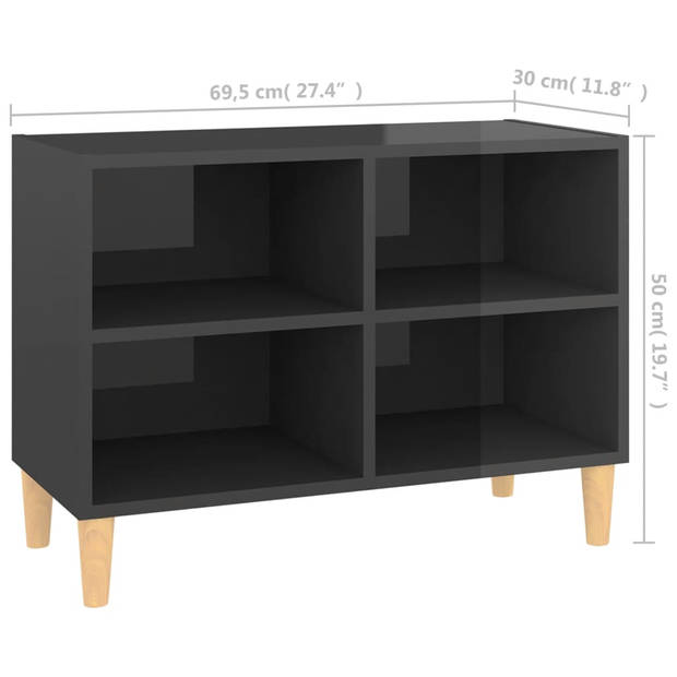 The Living Store Bedkastje Scandinavische Stijl - Hoogglans Grijs - 69.5 x 30 x 50 cm