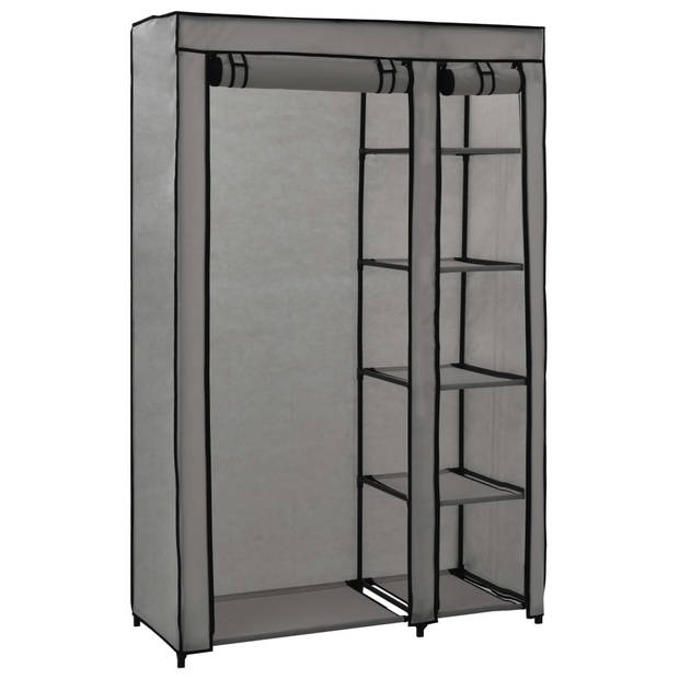 The Living Store Opvouwbare Klerenkast - Grijs - 110 x 45 x 175 cm - Ruimtebesparend - Stalen Buizen