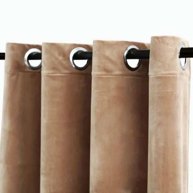 The Living Store Fluwelen Gordijn - Beige - 290 x 245 cm - 100% polyester