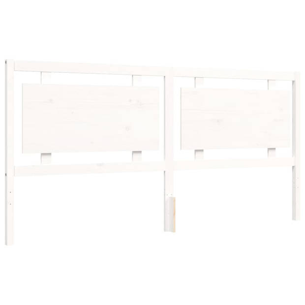 vidaXL Bedframe met hoofdbord massief hout wit 200x200 cm