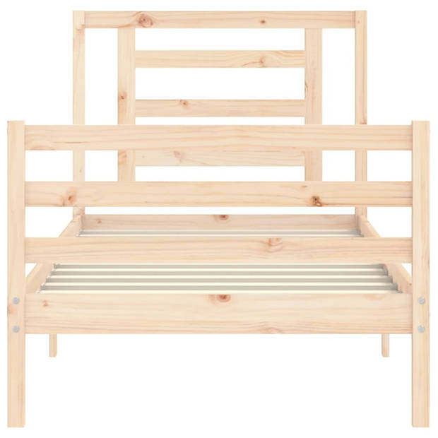 vidaXL Bedframe met hoofdbord massief hout 100x200 cm