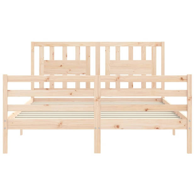 vidaXL Bedframe met hoofdbord massief hout