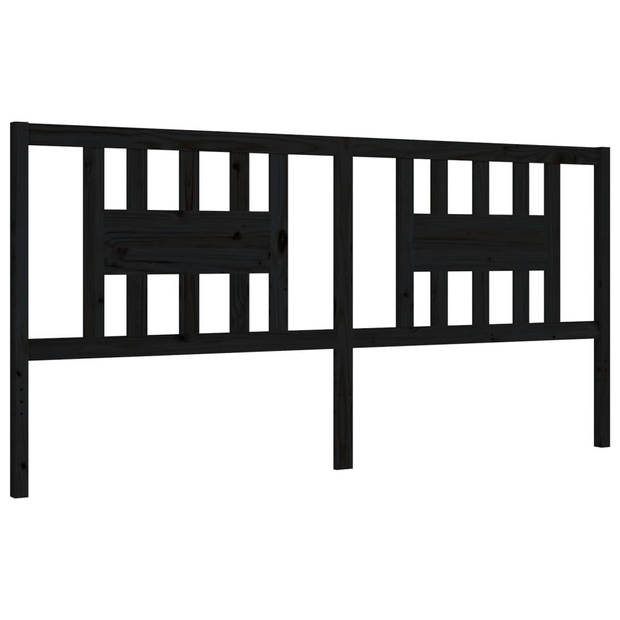 vidaXL Bedframe met hoofdbord massief hout zwart 200x200 cm