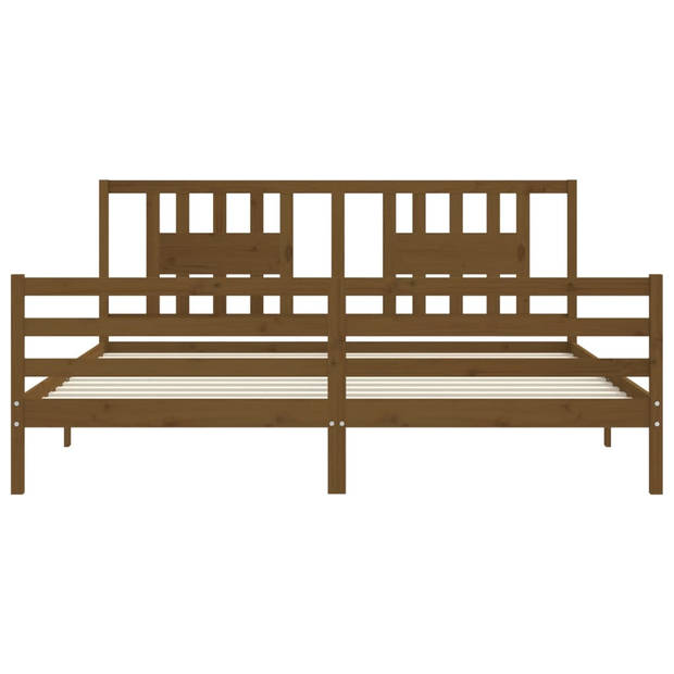 vidaXL Bedframe met hoofdbord massief hout honingbruin 200x200 cm