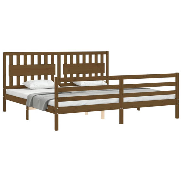 vidaXL Bedframe met hoofdbord massief hout honingbruin 200x200 cm