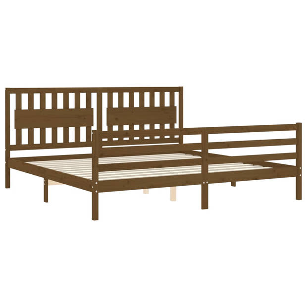 vidaXL Bedframe met hoofdbord massief hout honingbruin 200x200 cm