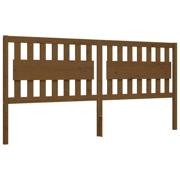 vidaXL Bedframe met hoofdbord massief hout honingbruin 200x200 cm