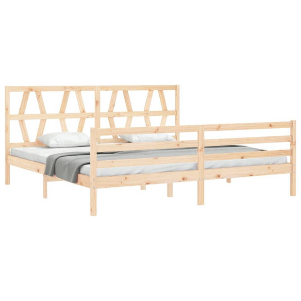 vidaXL Bedframe met hoofdbord massief hout 200x200 cm