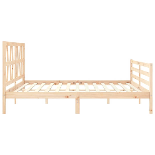 vidaXL Bedframe met hoofdbord massief hout 200x200 cm