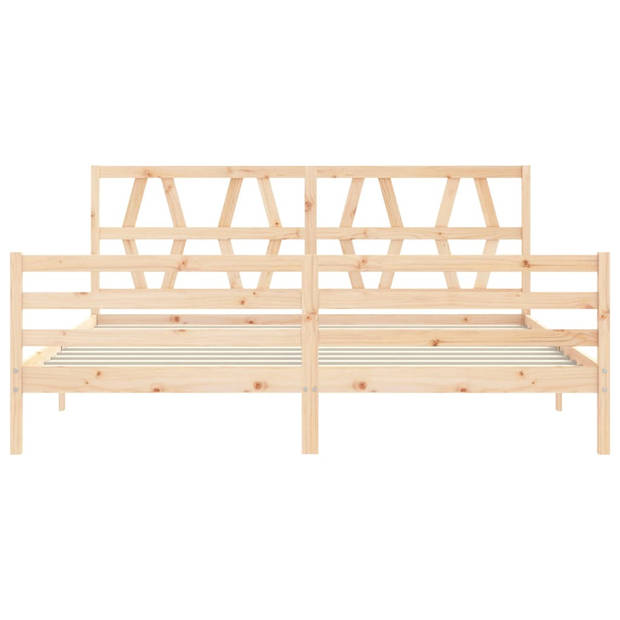 vidaXL Bedframe met hoofdbord massief hout 200x200 cm