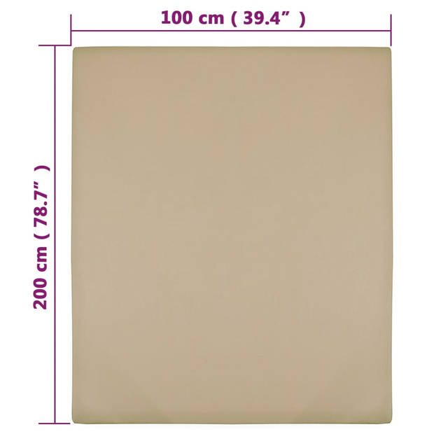 vidaXL Hoeslaken jersey 100x200 cm katoen taupe