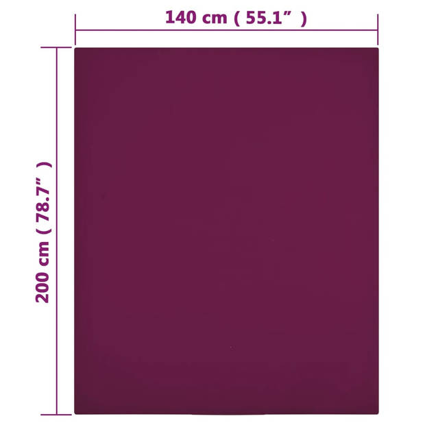 The Living Store Jersey Hoeslaken - Bordeaux - 140 x 200 cm - 100% Katoen