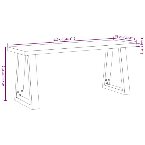 The Living Store Bankje Acaciahout - 110 x 35 x 45 cm - Natuurlijke rand