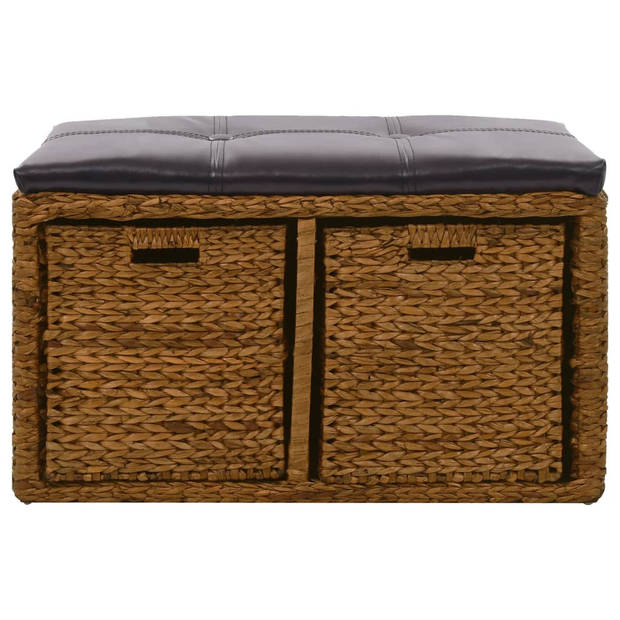 The Living Store Bank Zeegras met Manden - 71 x 40 x 42 cm - Rustiek en Natuurlijk