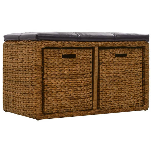 The Living Store Bank Zeegras met Manden - 71 x 40 x 42 cm - Rustiek en Natuurlijk