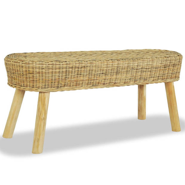 The Living Store Halbankje Rattan - 110 x 35 x 45 cm - Rustieke charme - Eenvoudige montage