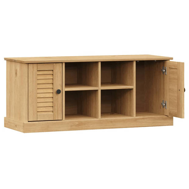 The Living Store VIGO Schoenenbank - Massief grenenhout - 106 x 35 x 40 cm - 4 vakken - Metalen knoppen