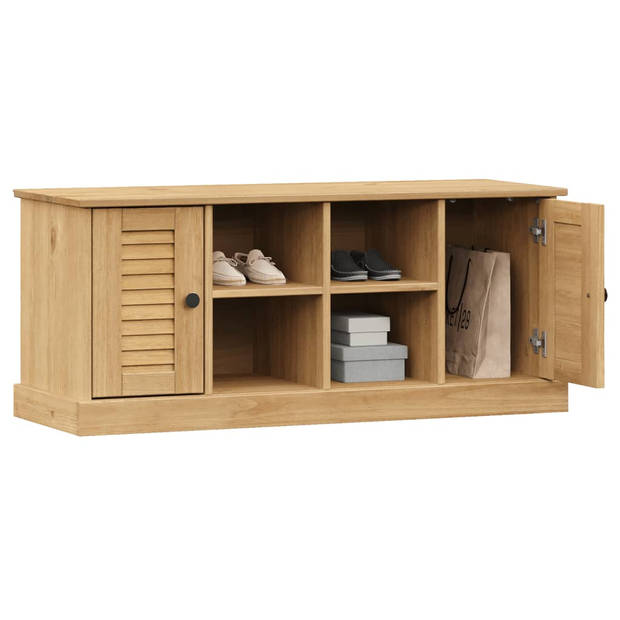 The Living Store VIGO Schoenenbank - Massief grenenhout - 106 x 35 x 40 cm - 4 vakken - Metalen knoppen