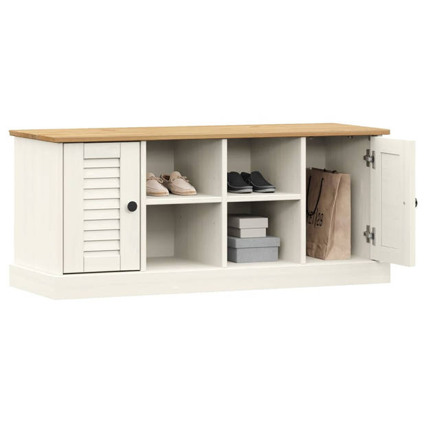 The Living Store VIGO Schoenenbank - 106 x 35 x 40 cm - Massief grenenhout - Wit