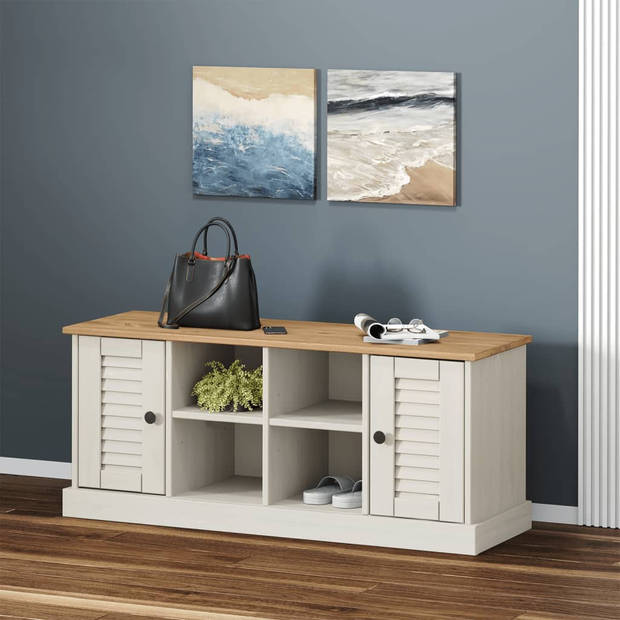 The Living Store VIGO Schoenenbank - 106 x 35 x 40 cm - Massief grenenhout - Wit