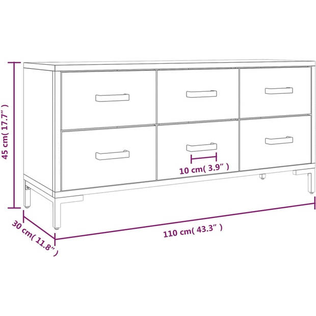 The Living Store Opbergbank - Vintage - Hout - 110 x 30 x 45 cm