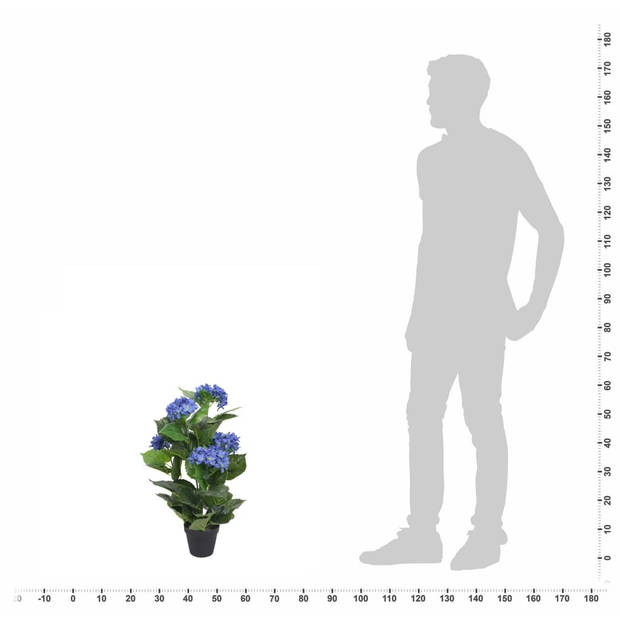 The Living Store Hortensia Kunstplant - 60cm - Blauwe Bloemen - Realistische Uitstraling - Duurzaam