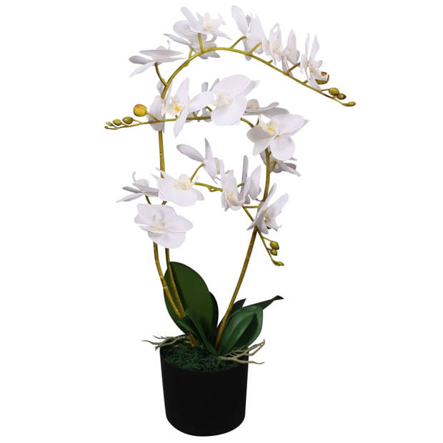 The Living Store Kunst orchidee plant met pot 65 cm wit - Kunstplant