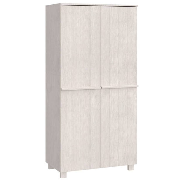 The Living Store HAMAR Garderobe - 89 x 50 x 180 cm - wit - Massief grenenhout en MDF