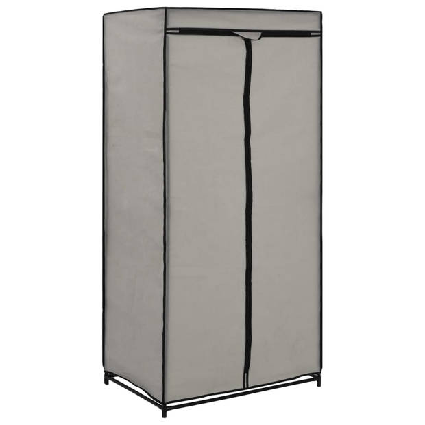 The Living Store Kledingkast - Stoffen kast - 75x50x160 cm - Grijs- 100% polyester