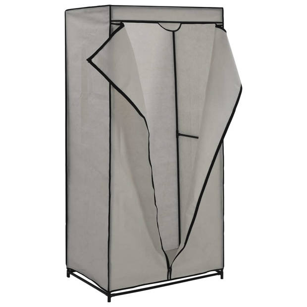 The Living Store Kledingkast - Stoffen kast - 75x50x160 cm - Grijs- 100% polyester