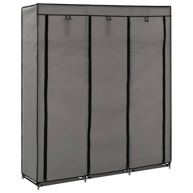 The Living Store Opvouwbare mobiele kast - Kledingopslag - 150x45x175 cm - Grijs